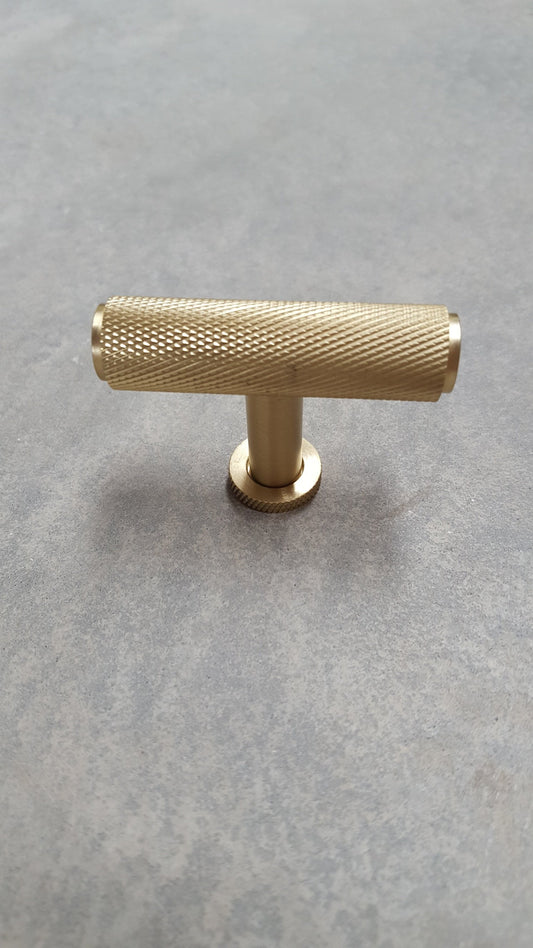 BUR401SB Burlington Piccadilly Knurled T-Bar Cupboard Knob - Satin Brass