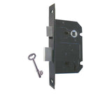 Matt Black 3 Lever Mortice Sash Lock - Matt Black Plates 2.5 INCH