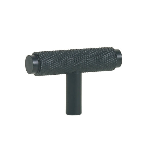 Matt Black Knurled T Cabinet/Drawer/Cupboard Pull Handle - 50mm