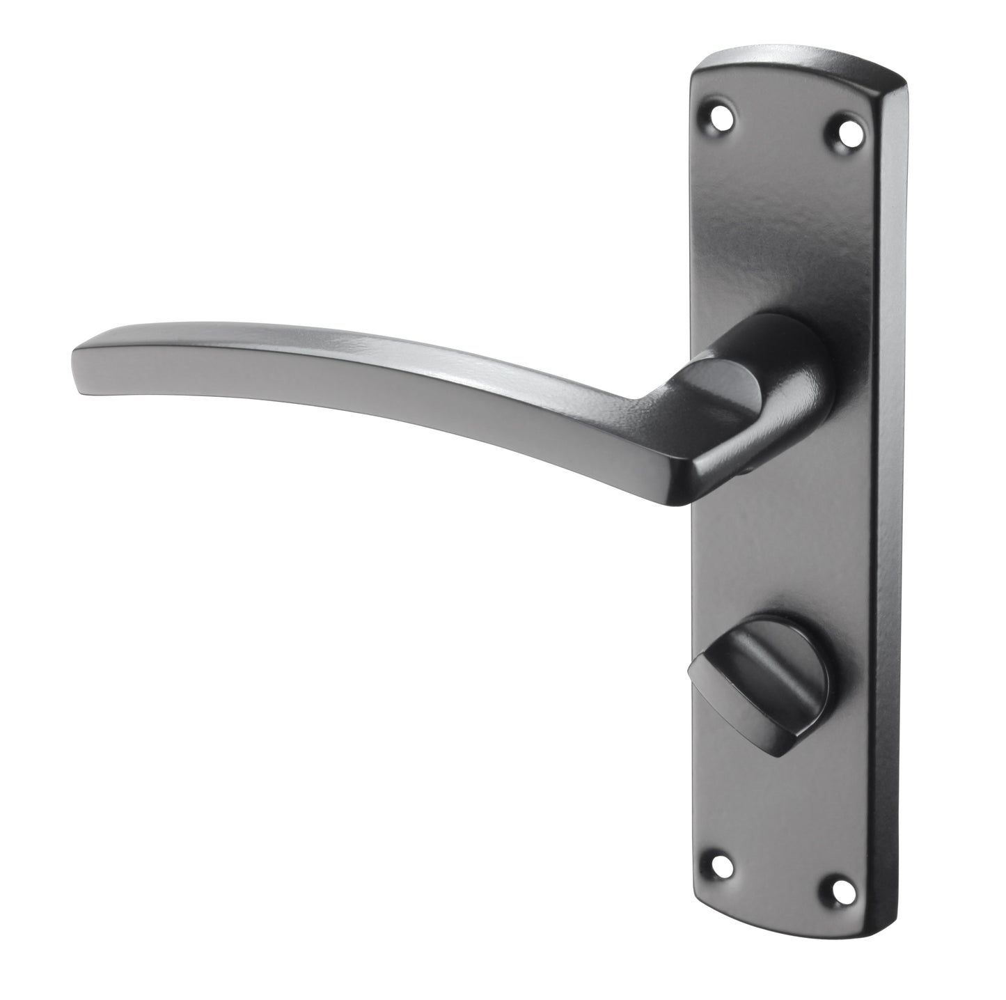 Curved Matt Black Door Handles - BATHROOM HANDLES