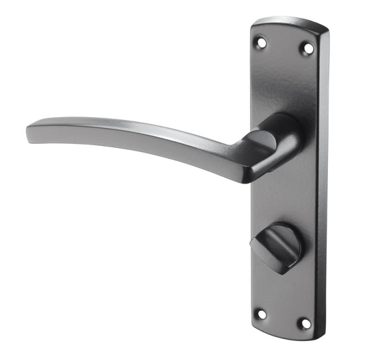 Curved Matt Black Door Handles - BATHROOM HANDLES