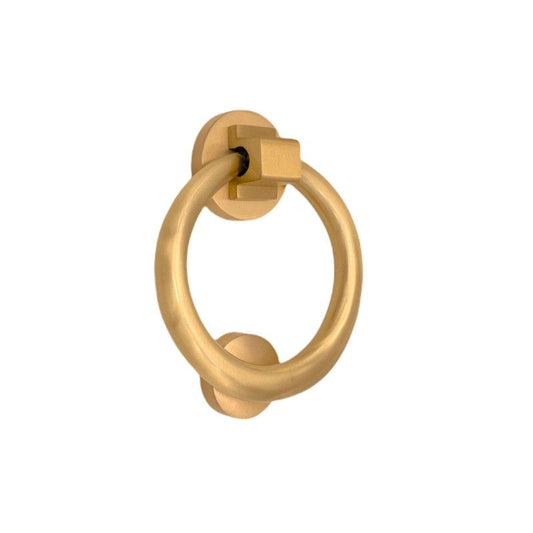 SATIN BRASS RING DOOR KNOCKER - SOLID BRASS
