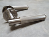 Satin Nickel Varese Knurled Lever Door Handles on Round Rose - EUL050SN