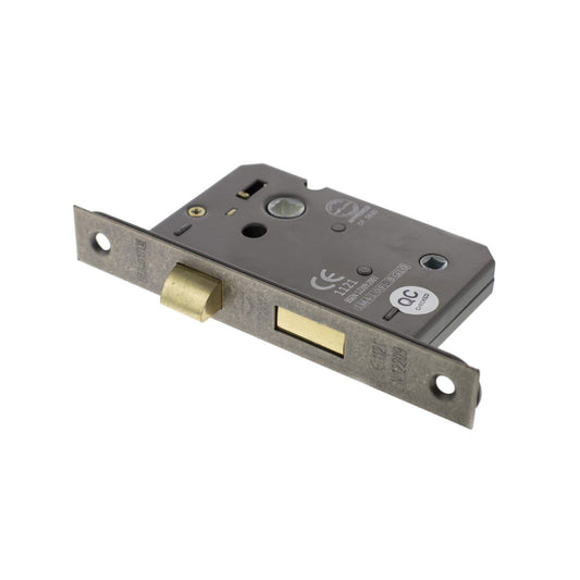 Distressed Silver Pewter Bathroom Mortice sash Lock - 2.5 Inch Lock 45mm Backset and 3 Inch Lock 57mm Backset