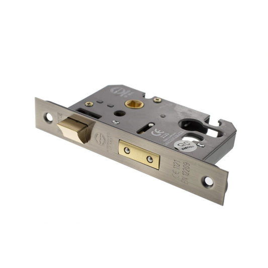 Antique Brass Euro Profile Mortice Sash Lock - 2.5 Inch Lock 45mm Backset and 3 Inch Lock 57mm Backset