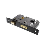 Matt Black Euro Profile Mortice Sash Lock - 2.5 Inch Lock 45mm Backset and 3 Inch Lock 57mm Backset