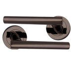 BLACK NICKEL T-BAR DOOR HANDLES ON ROSE (PAIR OF HANDLES)