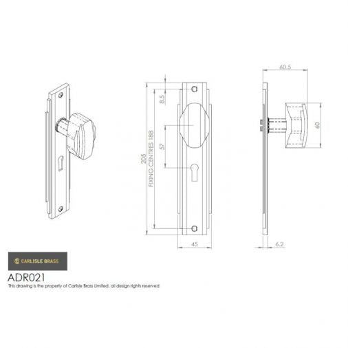 Carlisle Brass Art Deco Door Knob On Backplate - Polished Chrome