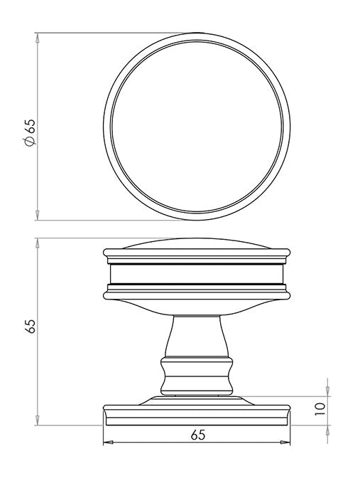 Frelan Burlington Range Berkeley Mortice Door Knobs BUR100AB - Antique Brass