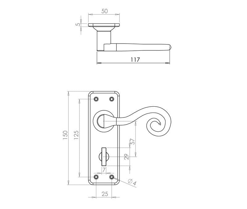 Chester Handforged Pewter Door Handles Bathroom