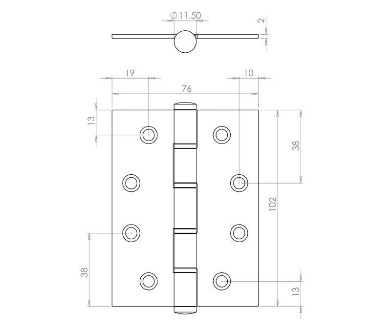 4 Inch Satin Stainless Steel Washered Hinges