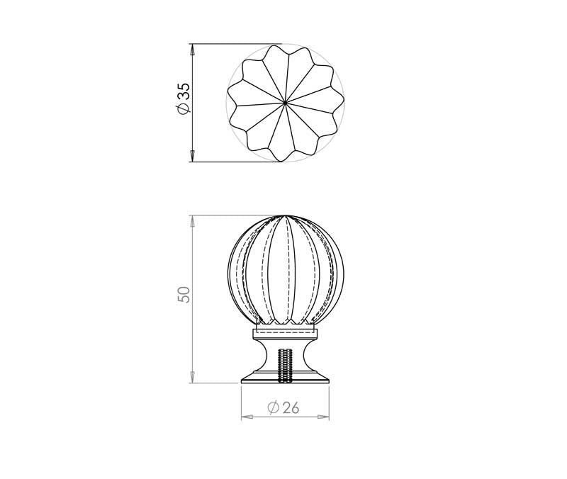 JH1152 Pumpkin Glass Cupboard Knob - Various Sizes