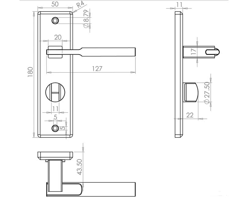 Delta Polished Chrome Door Handles, 180mm x 50mm - JV3013PC