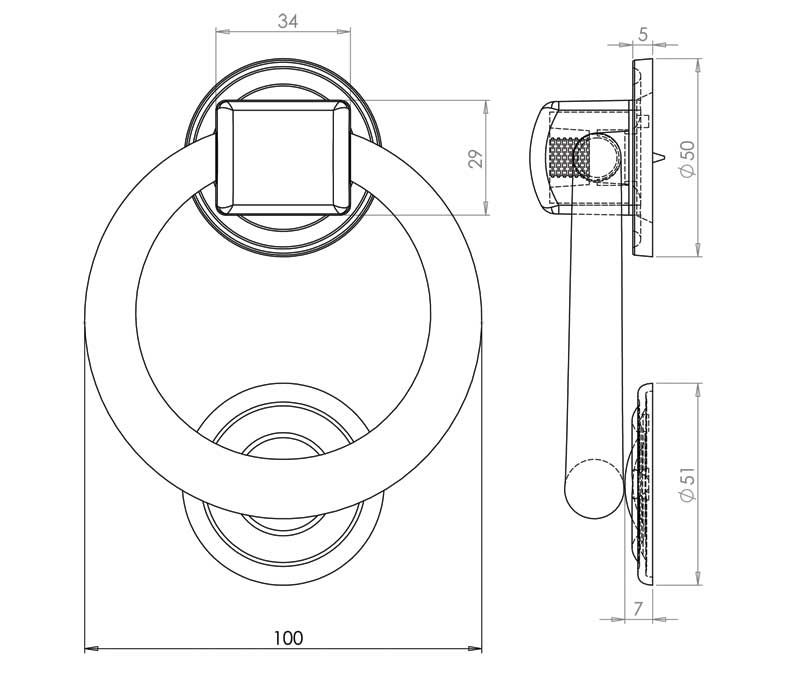 Satin Chrome Contemporary Door Knocker JV37SC