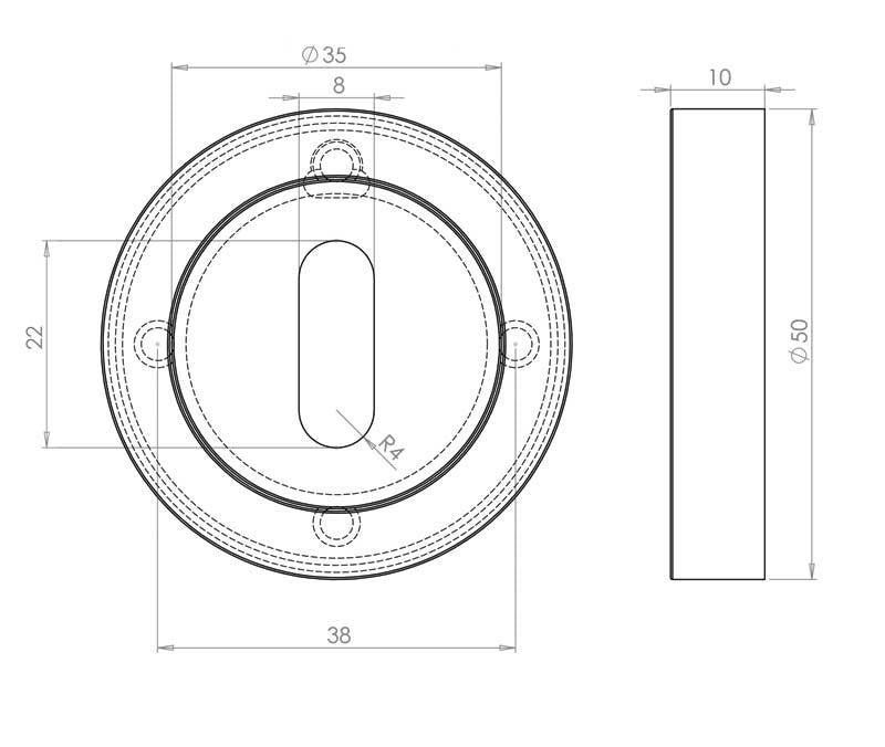 British Keyhole Profile Designer Escutcheon Plate - Various Finishes JV503