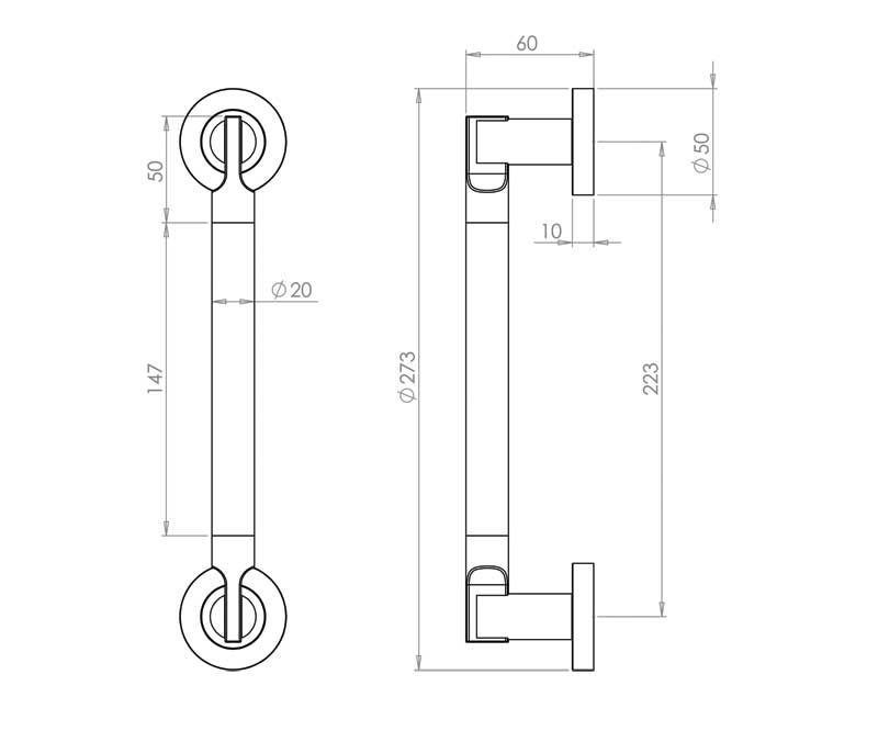Lydia Pull Handle Dual Finish - 225mm & 300mm