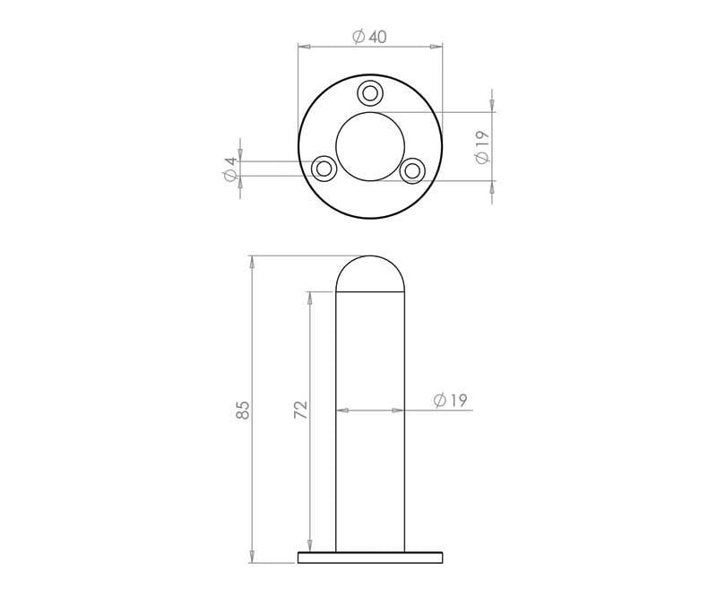 Bronze Face Fix Projecting Doorstop 75mm