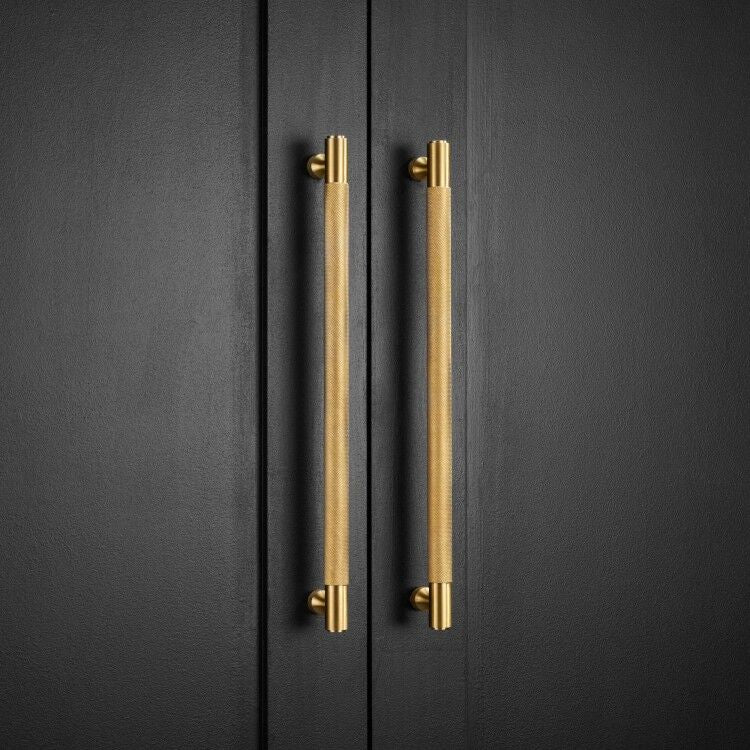 Knurled Satin Brass Cupboard Pull Handle