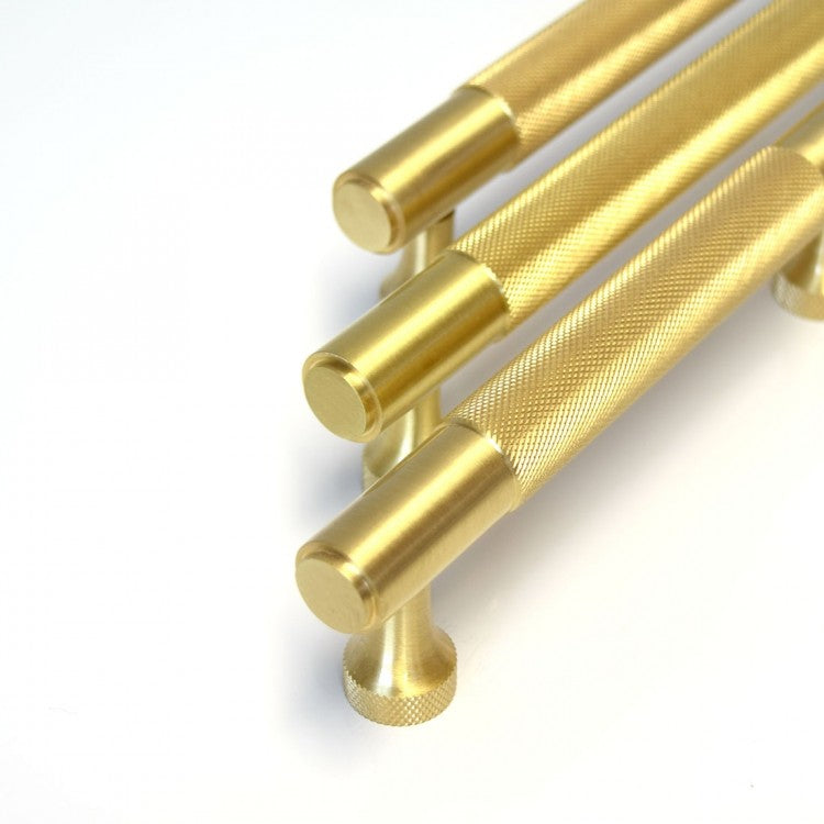 Knurled Satin Brass Cupboard Pull Handle