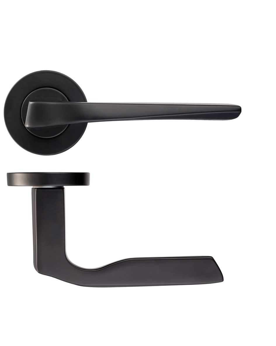 Rosso Maniglie 'Lyra' Matt Black Door Handles - RM090PCB Zoo Hardware