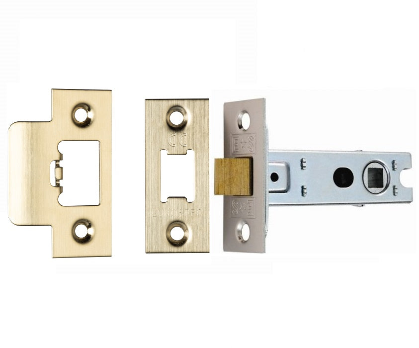 Satin Brass Double Sprung Mortice Latch - Fire Door Approved 2.5, 3 Inch & 4 Inch