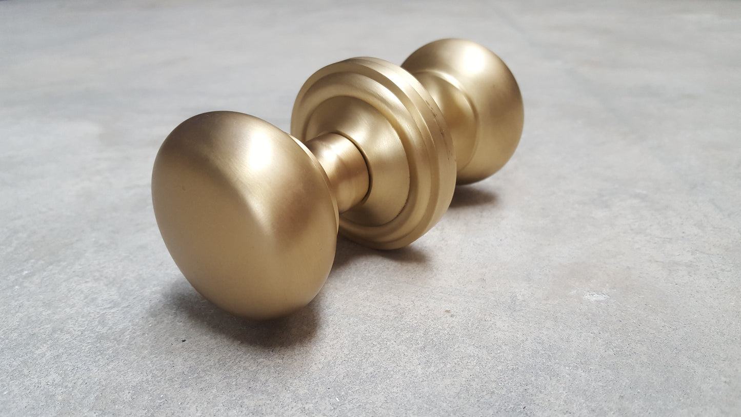 Satin Brass Mushroom Mortice Door Knobs - M4D58SB