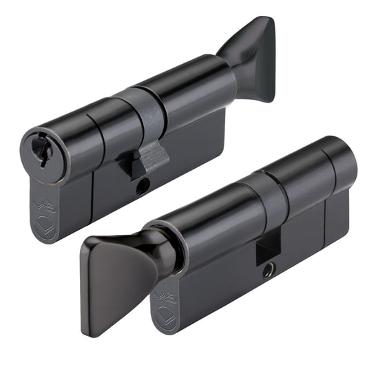 Matt Black Vier Euro Profile 5 Pin Cylinder and Turn Lock - v5epctbke -