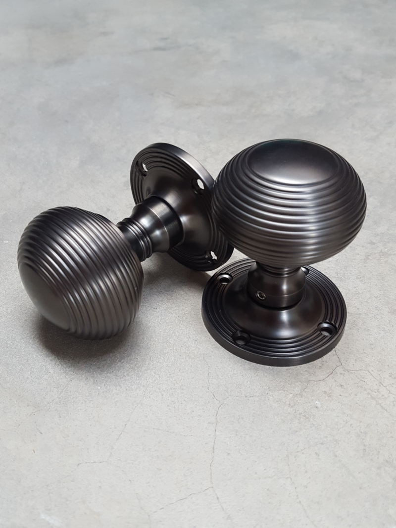 industrial gun metal grey door knob