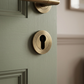 Euro Profile Concealed Fix Escutcheon | Italian Brass | Alexander & Wilks - fitted on a door