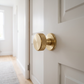 Solid Brass Knurled Internal Mortice Door Knobs - Satin Brass M4D1301SB - fitted on a door