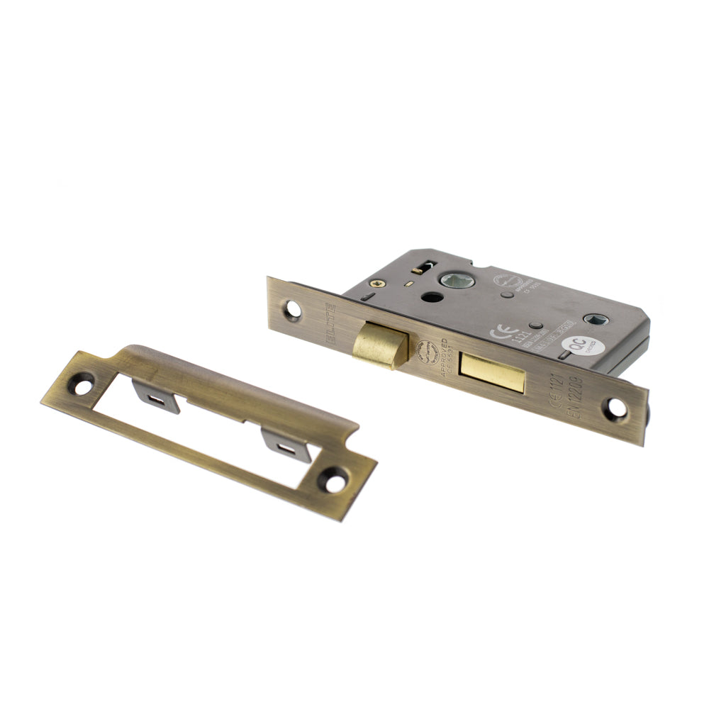Antique Brass Double Sprung Bathroom Mortice Lock - 2.5 & 3 Inch product image