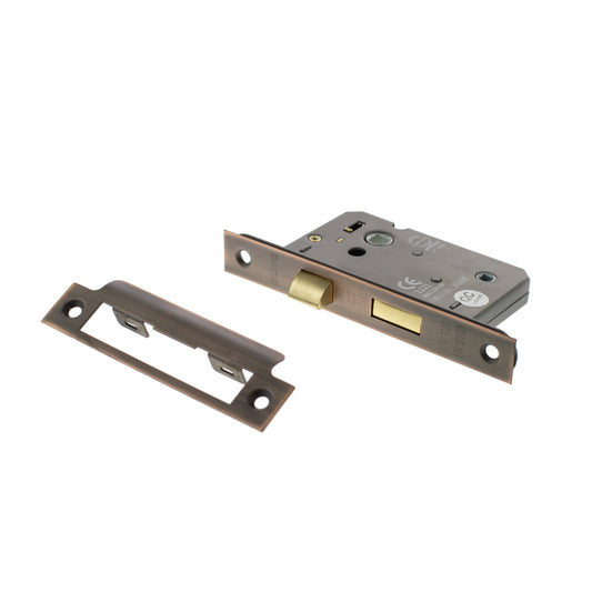 Antique Copper Double Sprung Bathroom Mortice Lock - 2.5 & 3 Inch product image