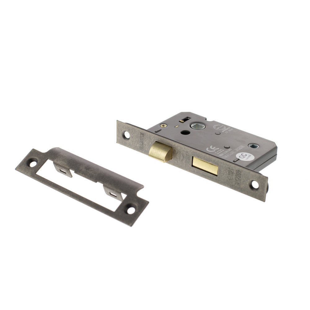 Distressed Silver Pewter Double Sprung Bathroom Mortice Lock - 2.5 & 3 Inch product image