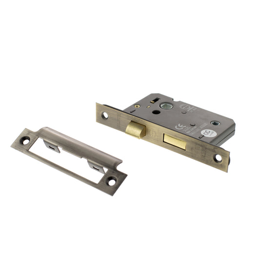 Matt Antique Brass Double Sprung Bathroom Mortice Lock - 2.5 & 3 Inch product image
