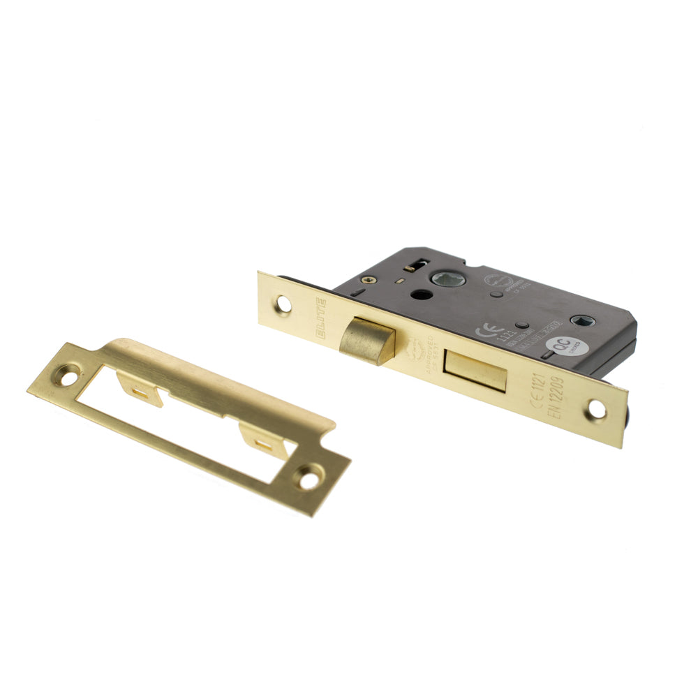 Satin Brass Double Sprung Bathroom Mortice Lock - 2.5 & 3 Inch product image