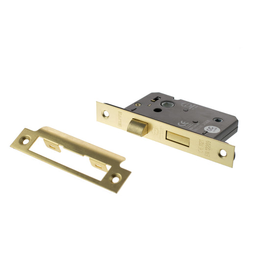 Satin Brass Double Sprung Bathroom Mortice Lock - 2.5 & 3 Inch product image