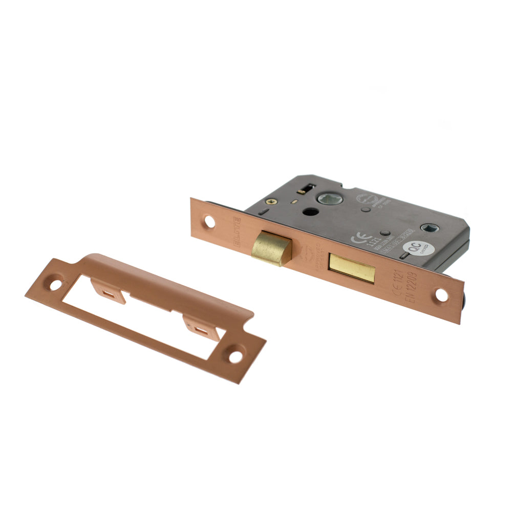 Copper (Satin) Double Sprung Bathroom Mortice Lock - 2.5 & 3 Inch product image