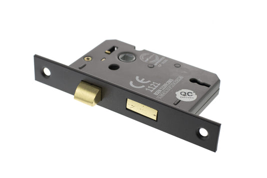 Matt Black 3 Lever Mortice Sash Lock - 2.5 & 3 Inch product image