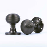 Anthracite Grey 'Reeded Beehive' Mortice Door Knobs