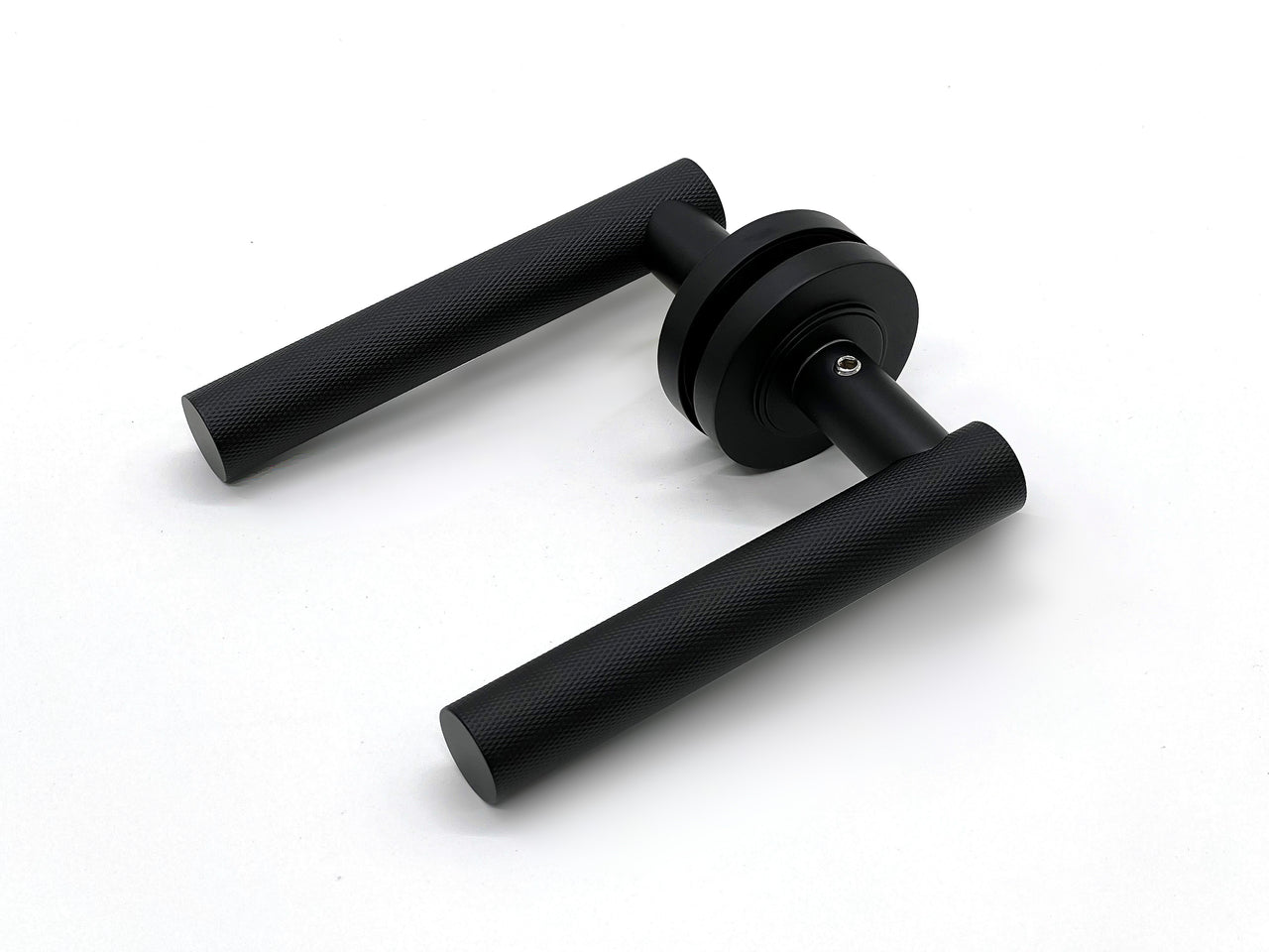 Knurled T-Bar Design Door Handles - Burlington Range - Matt Black