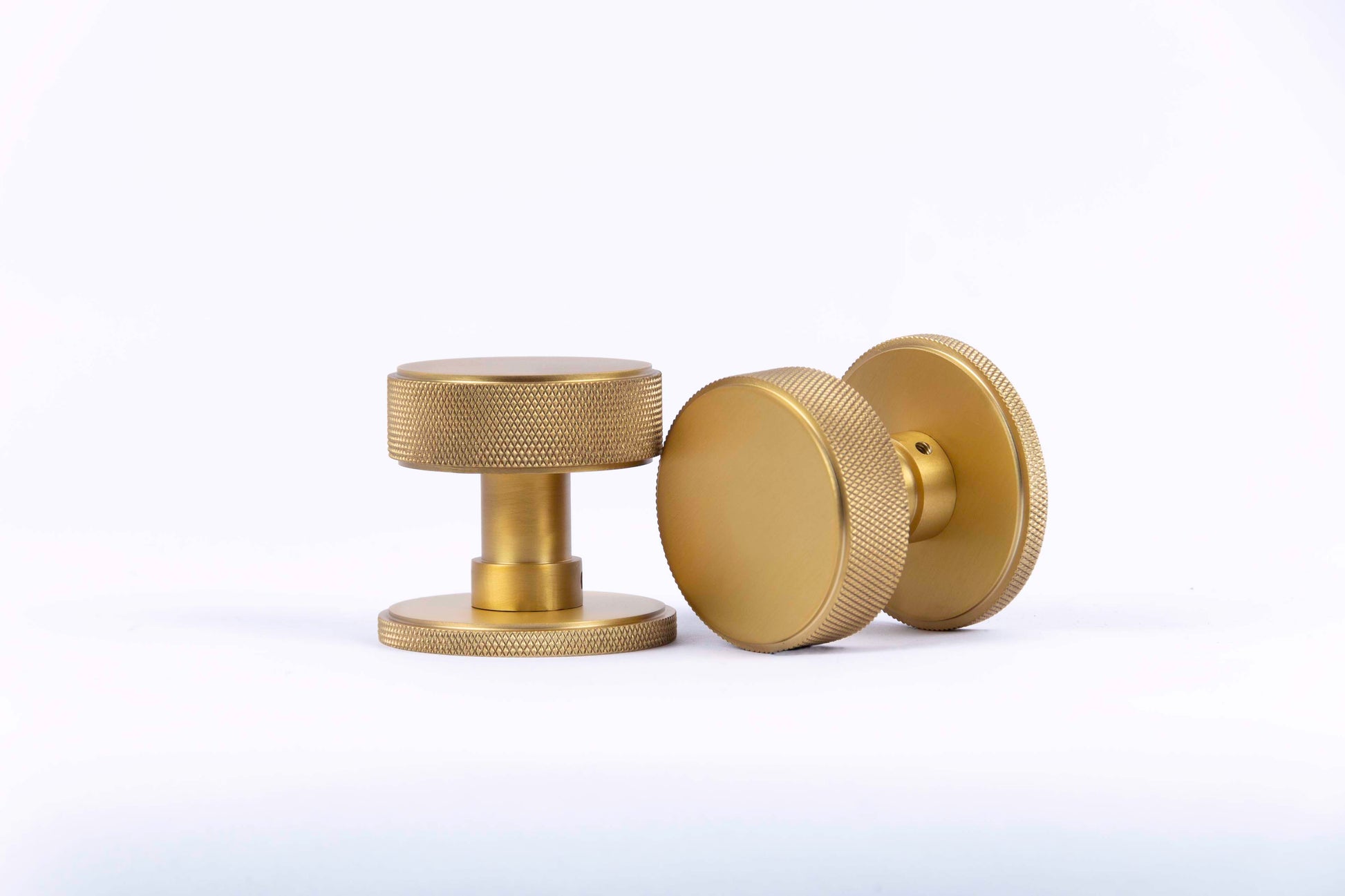 Knurled Mortice Door Knobs - Satin Brass, Connaught - Spira Brass