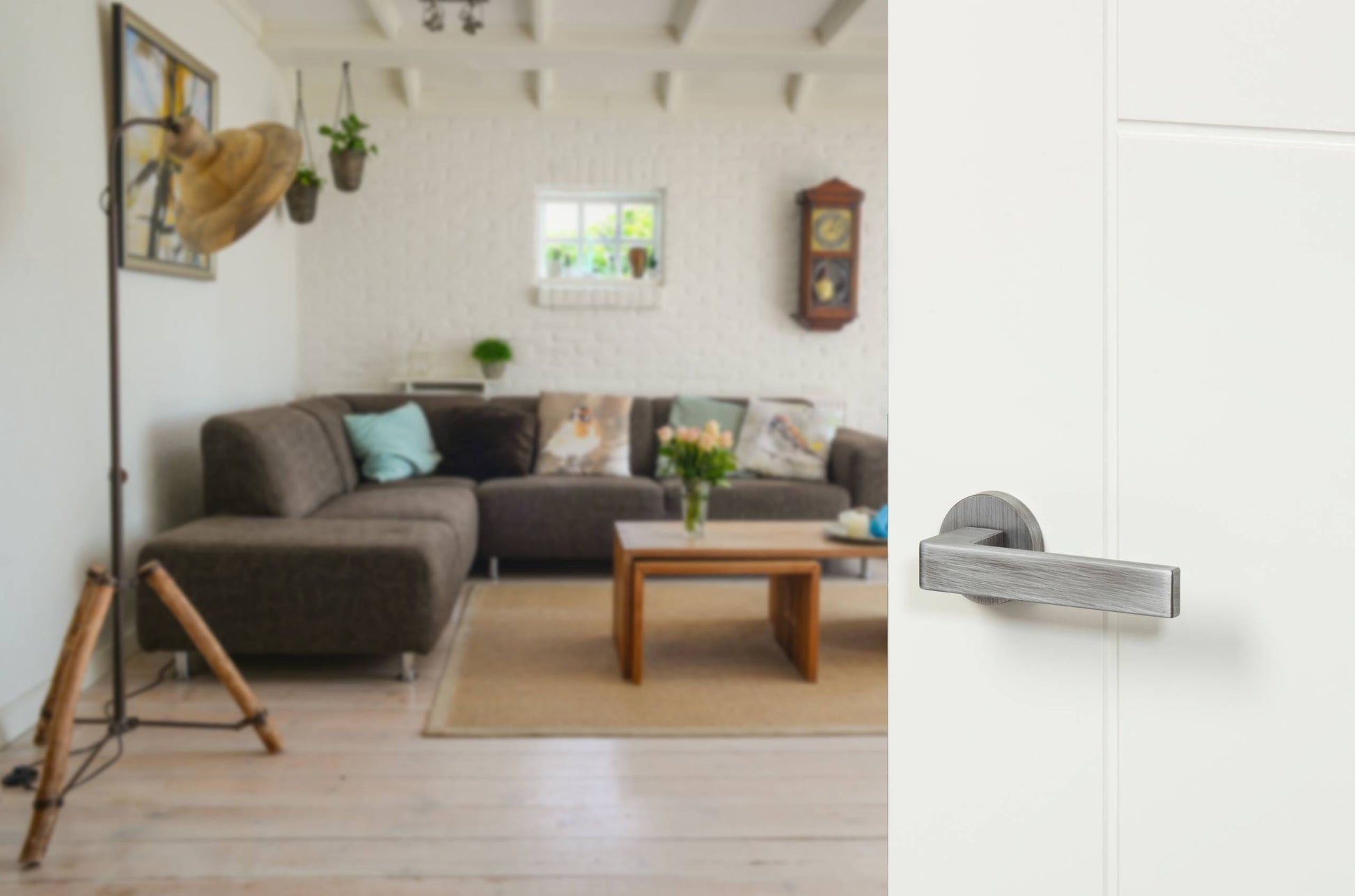 Atlantic UK Urban Graphite Asti Forme Door Handles On Round Minimal Rose - FMR254UG Matt Pewter product image