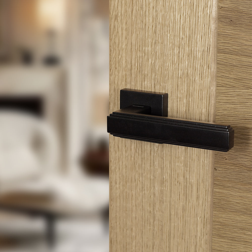 Atlantic UK Forme FMS293MB 'Alila' Matt Black Door Handles On Square Rose product image
