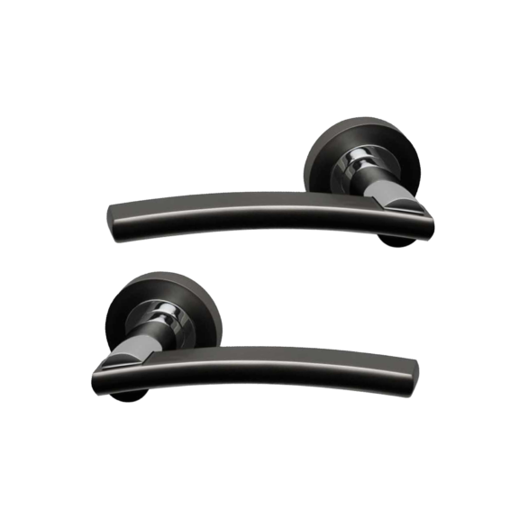 Opal Black Nickel/Polished Chrome Door Handles On Round Rose product image