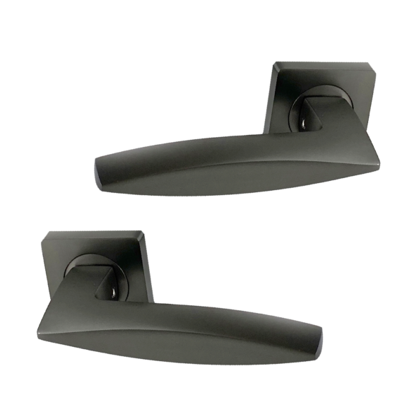 Sable Gun Metal Grey Door Handles on Square Rose product image