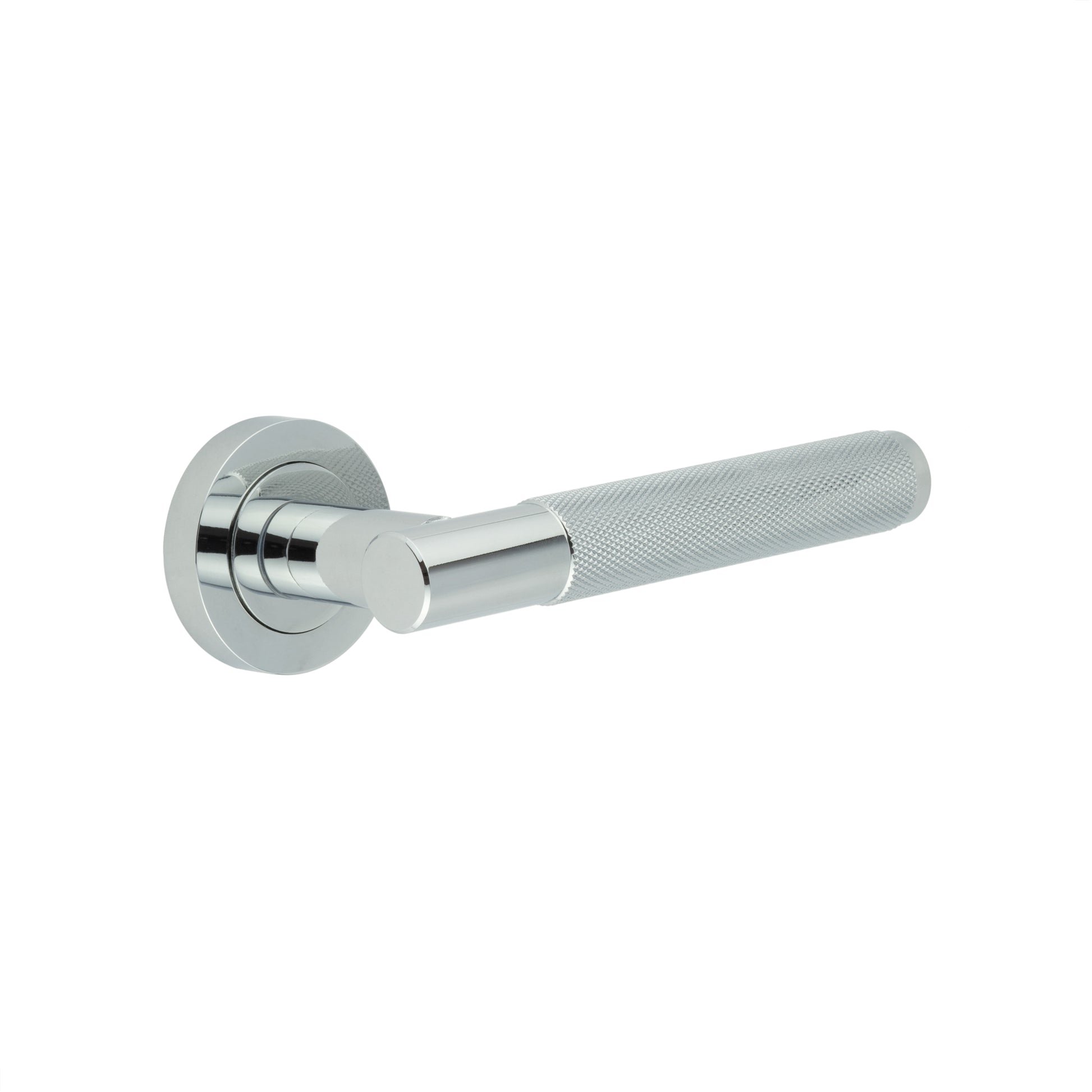 Frelan Hardware - Polished Chrome 'Bari' Knurled Door Handles - JV850PC