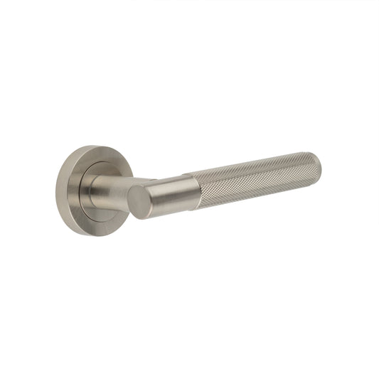 Frelan Hardware - Satin Nickel 'Bari' Knurled Door Handles - JV850SN