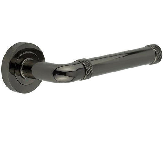 Frelan Hardware - Black Nickel 'Midtown' Knurled Door Handles - JV853BN 