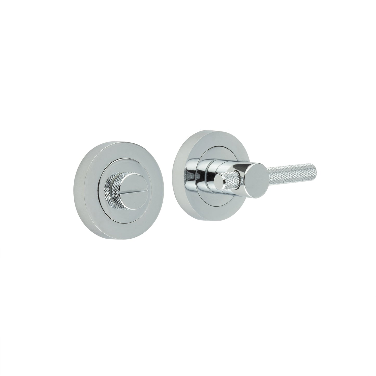 Frelan Hardware, Polished Chrome Knurled Bathroom Turn and Release, JV855PC