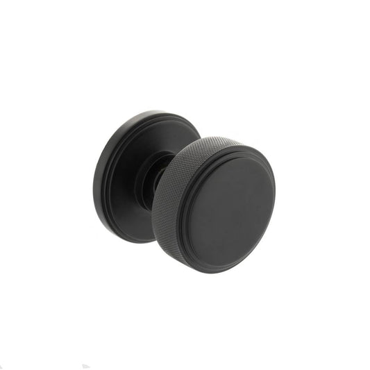 Atlantic UK 'Millhouse Brass Harrison' Solid Brass Knurled Mortice Knobs - Matt Black - MH450KSMKMB product image